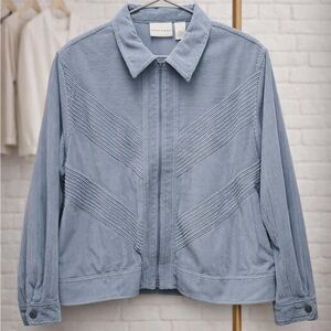 NWOT Alfred Dunner Size 20 Baby Blue Corduroy Zipped Jacket